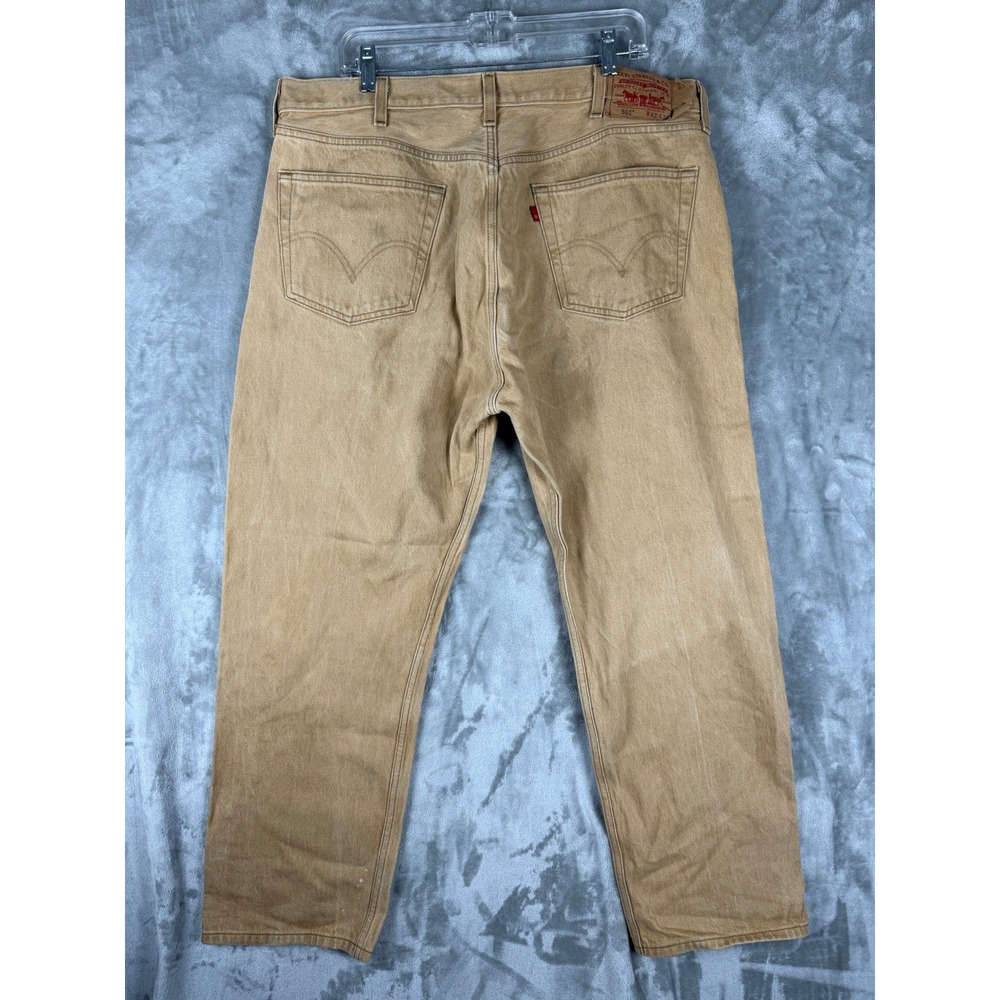 Levi Strauss & Co 501 Tan Straight Fit Denim Jeans Mens W42 L32 Cotton - Picture 2 of 9